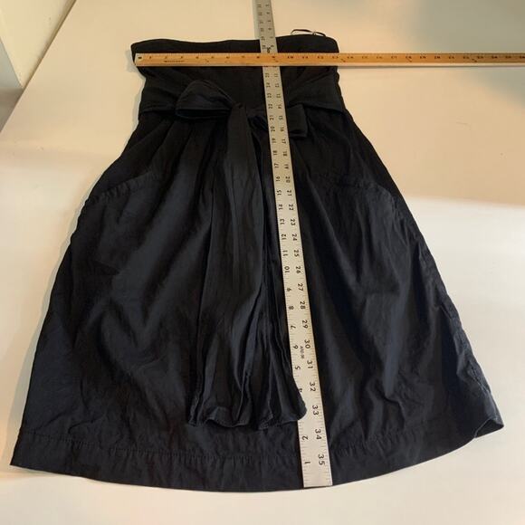Theory Dress Womens 0 Black Simms Linen Blend Strapless Sash Bow Front Pockets - Picture 9 of 15